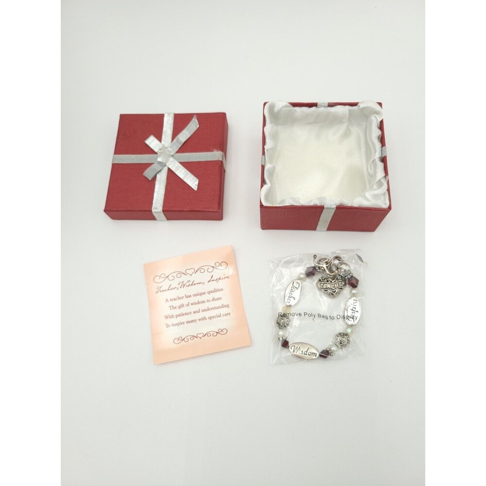 Teacher Charm Bracelet Silver-Tone‎ In Gift Box